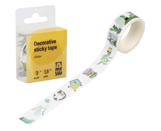 Клейкая лента декоративная MESHU "Cozy", 1,5см*3м MS_36865