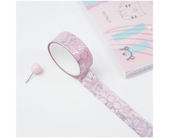 Клейкая лента декоративная MESHU "Pink elegance", 1,5см*3м MS_36869