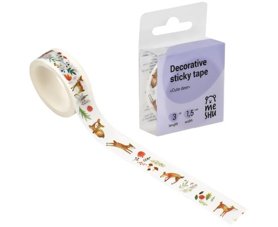 Клейкая лента декоративная MESHU "Cute deer", 1,5см*3м MS_36875