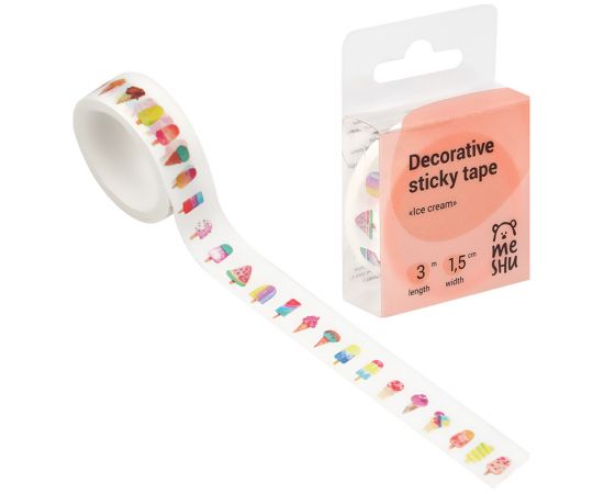 Клейкая лента декоративная MESHU "Ice cream", 1,5см*3м MS_36877
