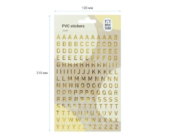 Наклейки ПВХ MESHU "Gold", 10*21см, фольга, 156 наклеек, инд. уп., европодвес MS_42758
