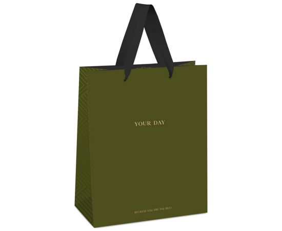 Пакет подарочный 11*14*6,5см MESHU "Olive tone", отд. фольгой, выб. лак, матовая ламинация MS_45678