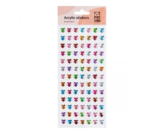Наклейки акриловые MESHU "Small hearts", 25*10см, стразы, 91 наклейка, инд. уп., европодвес MS_46769