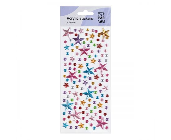 Наклейки акриловые MESHU "Shiny stars", 25*10см, стразы, 137 наклеек, инд. уп., европодвес MS_46775