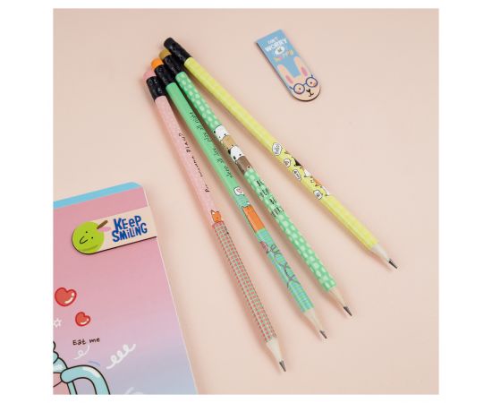 Карандаш ч/г MESHU "Beary beary", HB, заточен., с печатью, с ластиком, ассорти, туба MS_47217