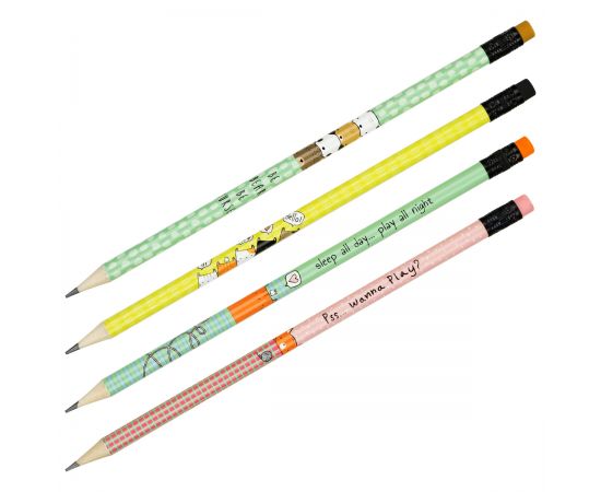 Карандаш ч/г MESHU "Beary beary", HB, заточен., с печатью, с ластиком, ассорти, туба MS_47217