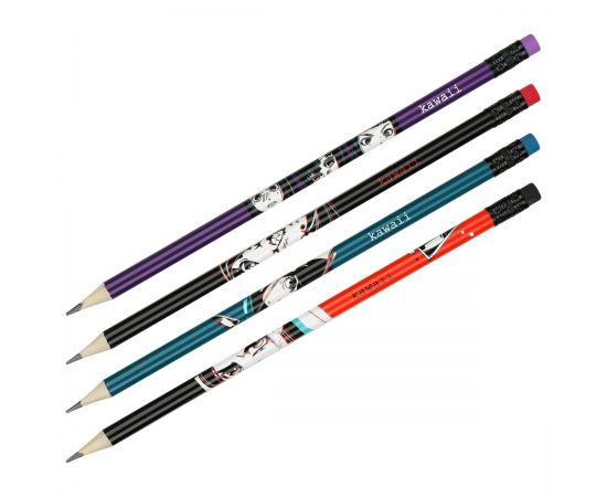 Карандаш ч/г MESHU "Kawaii", HB, заточен., с печатью, с ластиком, ассорти, туба MS_47235