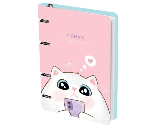 Тетрадь на кольцах А5, 100л., MESHU "Cat book", картон, матовая ламинация, выборочный УФ-лак MS_50666