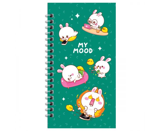 Записная книжка 95*175мм 96л. на гребне MESHU "My cute day", матовая ламинация, твердая обложка, выборочный УФ-лак MS_52919
