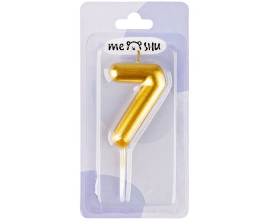 Свеча для торта с держателем MESHU "Цифра 7", 6см, золотая, блистер MS_59334