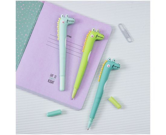 Ручка шариковая MESHU "Alligators" синяя, 0,7мм, корпус ассорти, с топпером MS_65824