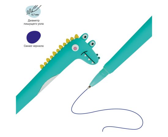 Ручка шариковая MESHU "Alligators" синяя, 0,7мм, корпус ассорти, с топпером MS_65824