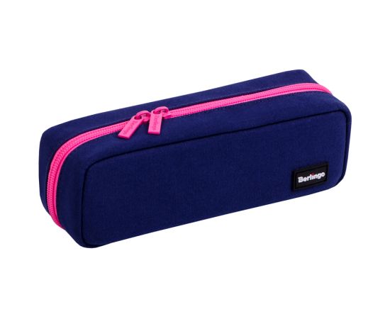 Пенал-футляр корпусный, 210*70*50 Berlingo "Navy pink", полиэстер, 3 внутренних отделения PM09158