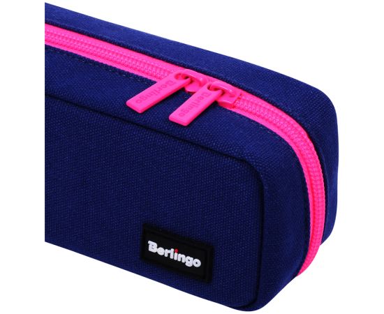 Пенал-футляр корпусный, 210*70*50 Berlingo "Navy pink", полиэстер, 3 внутренних отделения PM09158