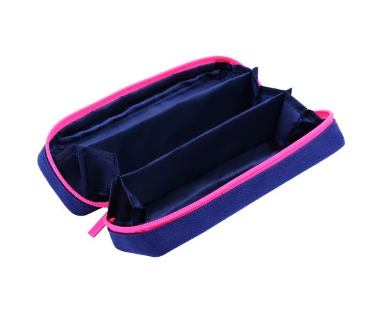 Пенал-футляр корпусный, 210*70*50 Berlingo "Navy pink", полиэстер, 3 внутренних отделения PM09158