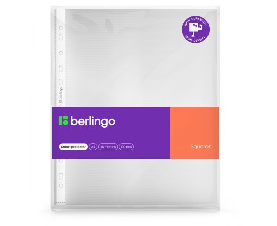 Папка-вкладыш с перфорацией Berlingo "Squares", А4, 40мкм, рельефная текстура, матовая SPs_A4040