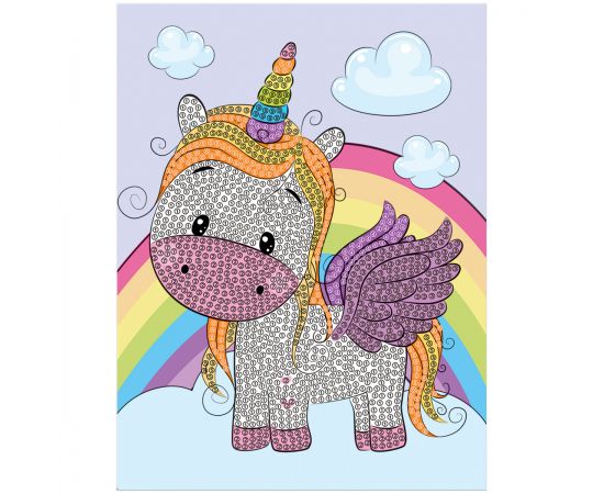 Алмазная мозаика, постер ТРИ СОВЫ "Единорог", пакет с европодвесом АМП_48186