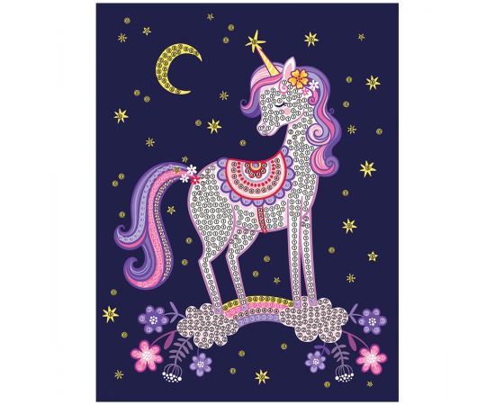 Алмазная мозаика, постер ТРИ СОВЫ "Лунный единорог", пакет с европодвесом АМП_48194
