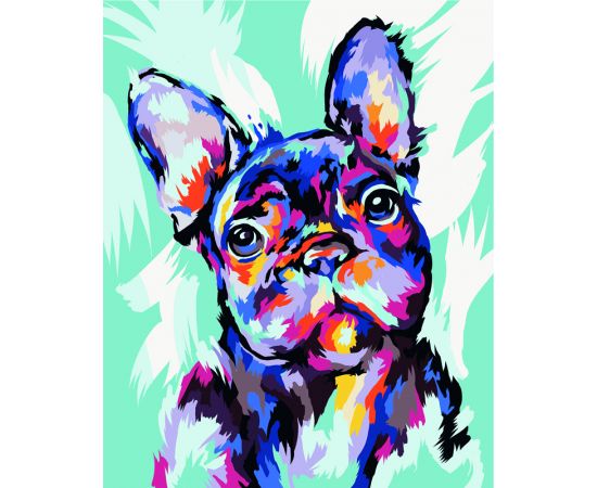 Картина по номерам на холсте ТРИ СОВЫ "Яркий французский бульдог", 40*50, с акриловыми красками и кистями КХ_44171