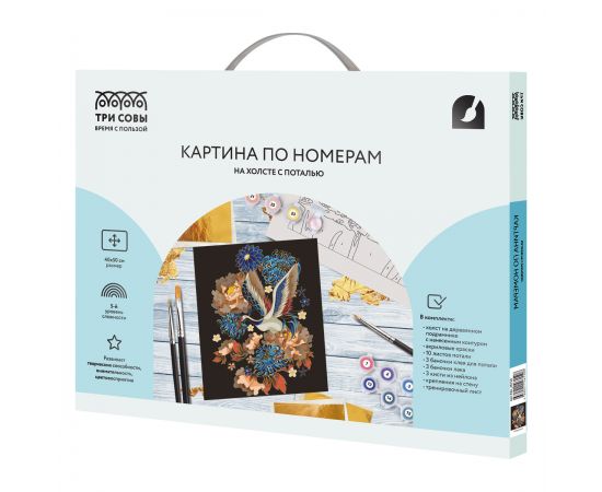 Картина по номерам на холсте ТРИ СОВЫ "Журавль", 40*50, с поталью, акриловыми красками и кистями КХп_48150