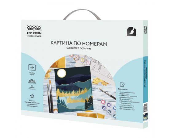 Картина по номерам на холсте ТРИ СОВЫ "Золотая ночь", 40*50, с поталью, акриловыми красками и кистями КХп_48151