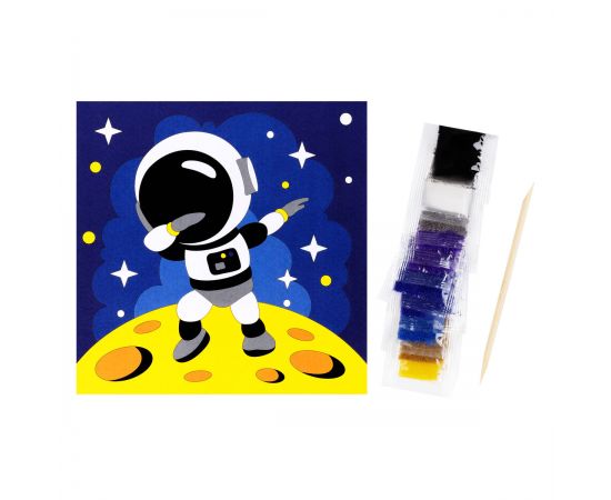 Аппликация из песка ТРИ СОВЫ "Космос", с раскраской, пакет с европодвесом ФП_47836