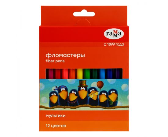 Фломастеры Гамма "Мультики", 12цв., смываемые, картон. упак., европодвес 120822_12