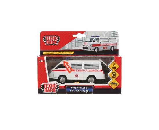 Машина металл свет-звук МИКРОАВТОБУС СКОРАЯ 12 см, двери, багаж, инерц, кор 283501 283501