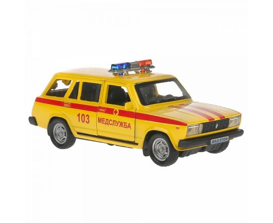 Машина металл ваз-2104 жигули медслужба 12см, инерц., желтый в кор 300025 300025