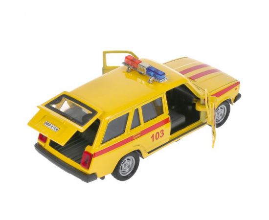 Машина металл ваз-2104 жигули медслужба 12см, инерц., желтый в кор 300025 300025