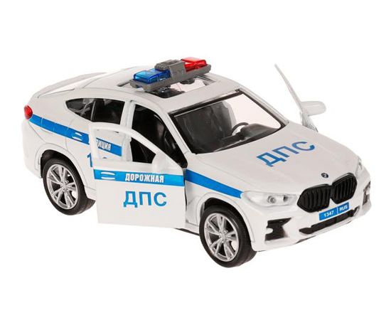 Машина металл BMW X6 ПОЛИЦИЯ длина 12 см, двери, багаж, инерц, белый, 335441 335441