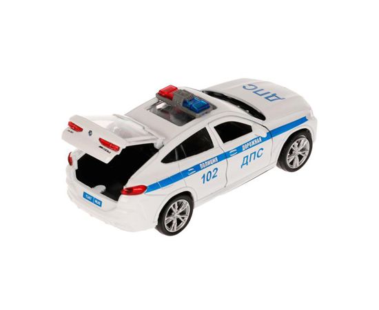 Машина металл BMW X6 ПОЛИЦИЯ длина 12 см, двери, багаж, инерц, белый, 335441 335441