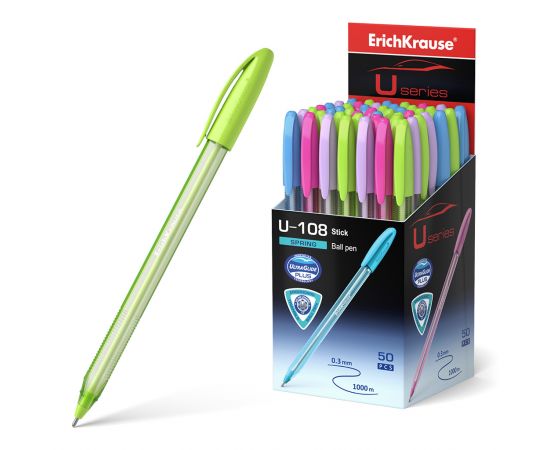 Ручка шариковая ErichKrause® U-108 Spring Stick 1.0, Ultra Glide Technology, цвет чернил синий 58108