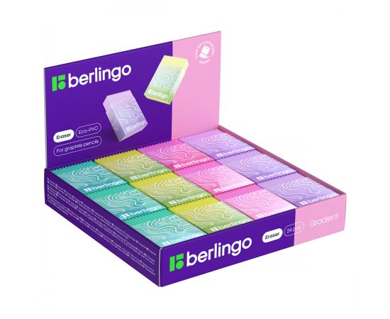 Ластик Berlingo "Gradient" прямоугольный, пластиковый кейс, Eco-Pvc, 45*32*11мм BLc_00840