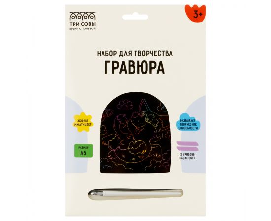 Гравюра с мультицветной основой ТРИ СОВЫ "Веселый корги", А5 GA5_49947