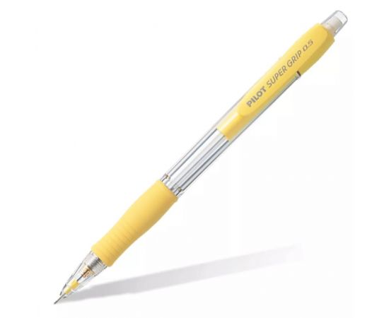 Карандаш механический PILOT Super Grip 0,5мм, с ластиком, жёлтый корпус H-185-SL