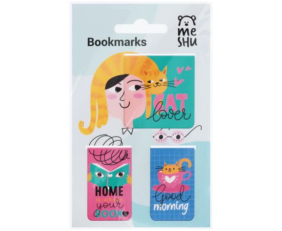 Закладки магнитные для книг, 3шт., MESHU "Cat lover" MS_46719