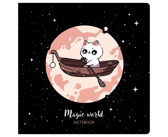 Записная книжка 170*170 мм 40л. на скрепке MESHU "Magic world", soft-touch ламинация, тиснение фольгой, блок без линовки, 80г/м2 MS_53367