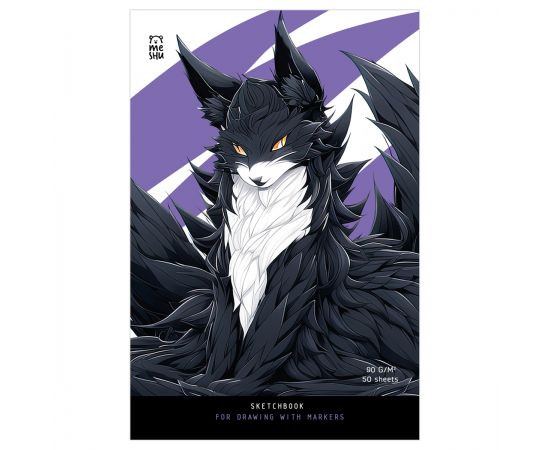 Скетчбук для рисования маркерами 50л. А5 на склейке MESHU "Anime cat", 90г/м2, soft-touch MS_53576