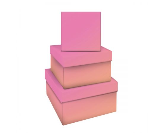 Набор квадратных коробок 3в1, MESHU "Yellow-pink gradient", (19,5*19,5*11-15,5*15,5*9см) MS_53747