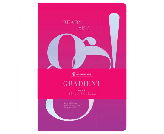 Тетрадь 40л., А5, клетка на сшивке Greenwich Line "Gradient", "софт-тач" ламинация, тиснение фольгой, тон. блок 80г/м2 NS40A5-43978