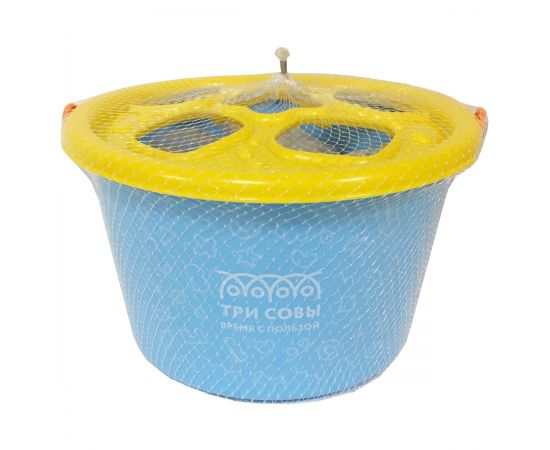 Набор для песка ТРИ СОВЫ сортер-ведро "Забавные мордашки", 14 предметов (ведро, крышка, 12 формочек) ИНС 004