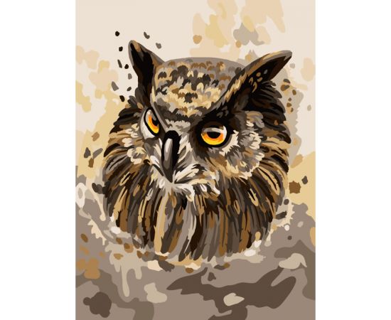 Картина по номерам на картоне ТРИ СОВЫ "Мудрый филин", 30*40, с акриловыми красками и кистями КК_44033