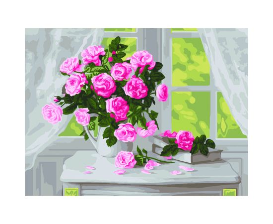 Картина по номерам на картоне ТРИ СОВЫ "Нежные розы", 30*40, с акриловыми красками и кистями КК_44060