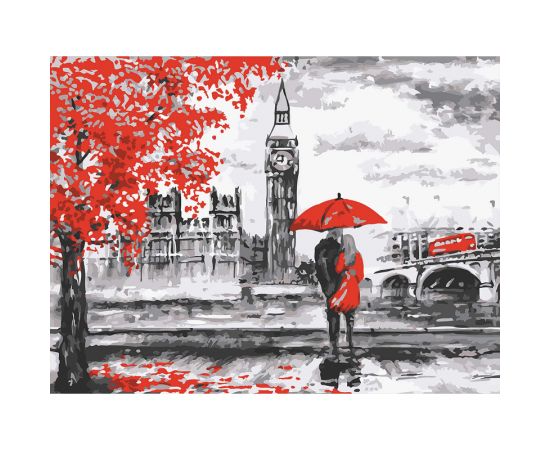 Картина по номерам на картоне ТРИ СОВЫ "Красный Лондон", 30*40см, с акриловыми красками и кистями КК_44071