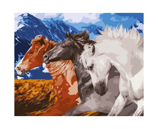 Картина по номерам на холсте ТРИ СОВЫ "Тройка коней", 40*50, с акриловыми красками и кистями КХ_44168