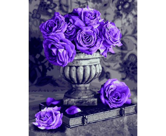 Картина по номерам на холсте ТРИ СОВЫ "Сиреневые розы", 40*50, с акриловыми красками и кистями КХ_44193