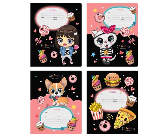 Тетрадь 12л., клетка BG "Глазастики", блестки, 70г/м2 Т5ск12_бл 12033