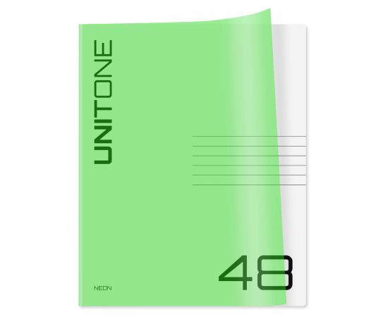 Тетрадь 48л. А5, клетка BG "UniTone. Neon", пластиковая обложка, неон салатовый Т5ск48_пл 12471