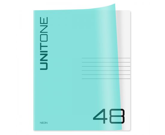 Тетрадь 48л. А5, клетка BG "UniTone. Neon", пластиковая обложка, неон голубой Т5ск48_пл 12472